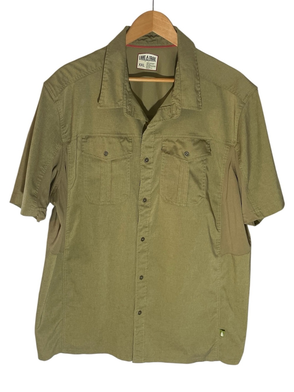 E3- Lake & Trail XXL Men's Short Sleeve Button-Down Shirt in Olive Green